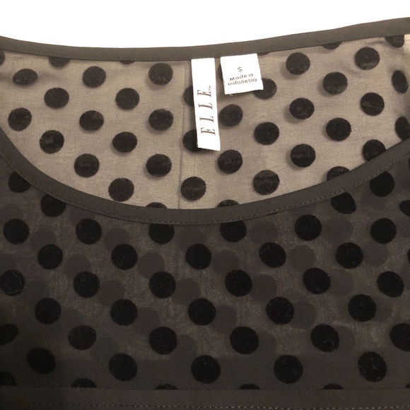 ELLE Black Ruffle Blouse with Velvet Dots - Size Small - Picture 5 of 5